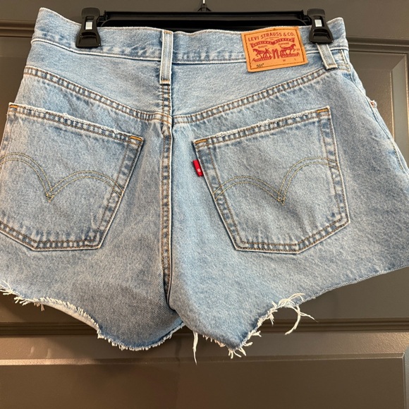 Levi's Light Blue Distressed Jean Shorts - Picture 2 of 5